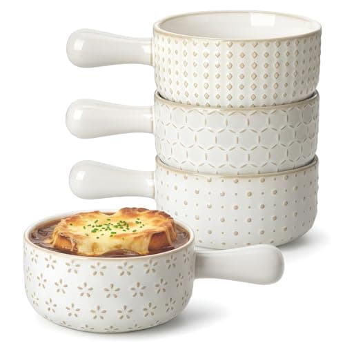 MALACASA French Onion Soup Bowls with Handles - 20 oz Oven Safe Bowls Soup Crocks for Chilli, Beef Stew, Cereal & Pasta - 5 Inch, Set of 4, Series LYDIA - Image 1