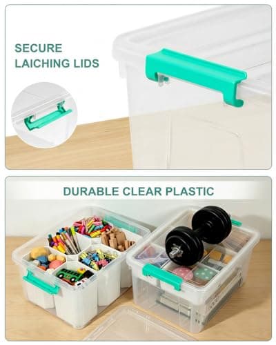 EOENVIVS Clear Stackable Storage Organizer Box with Dividers, Multi-Functional Container for Building Blocks, Toys, Crafts and Tools - Thumbnail 5