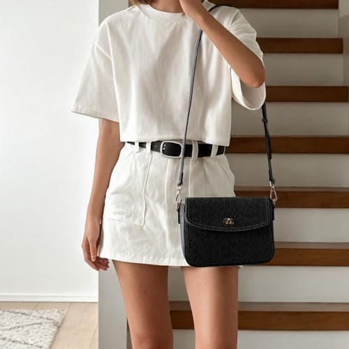 Goinsound Shoulder Crossbody Purse - Trendy Canvas Women's Shoulder Handbags with Adjustable Strap (Black) - Thumbnail 3