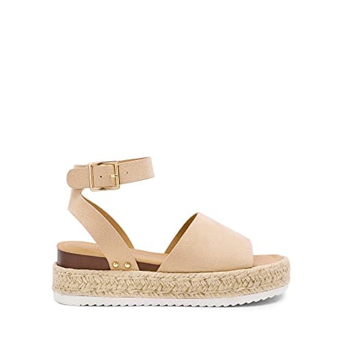 DREAM PAIRS Women's Platform Espadrilles Casual Ankle Strap Wedge Sandals Comfortable Dressy Summer Shoes,Size 6,Nude-Suede,SDPW2359W - Thumbnail 5