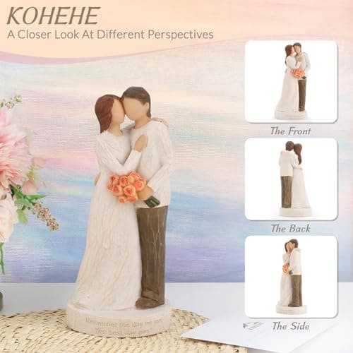 Kohehe Couple Gifts,Wedding Gift for Husband and Wife,Wedding Engagement Gift for Couple,6.7" Couple Figurines Gift for Birthday Valentines Day Christmas - Thumbnail 2