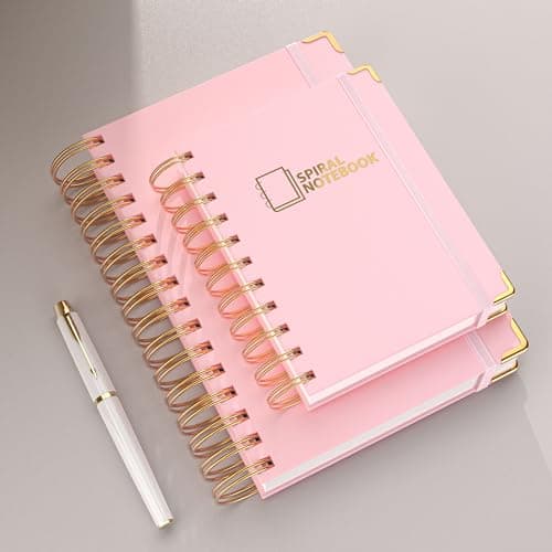 MSTONAL Lined Spiral Journal Notebook for Women Men, Small Pocket A6 300 Pages, College Ruled Hardcover Notebooks for Work and Note Taking, Journals for Writing - Pink - Thumbnail 5