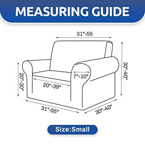 KEKUOU Stretch Single Sofa Slipcover 1 Piece Couch Sofa Cover (31"-55") Furniture Protector 1 Seater Sofa with Elastic Bottom for Kids,Pet.Jacquard Small Checked Pattern Fabric(Small,Black) - Thumbnail 6
