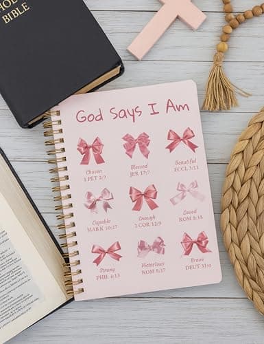 Qavinch Bible Prayer Journal for Women, Pink Christian Blank Notebook Gifts for Girls, Bible Study Supplies Guide Accessories, Preppy Bow Stuff Cute Church Spiral Notebook for Bible Notes, 5.5 X 8.3 - Thumbnail 5