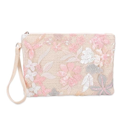 EGOUE Clutch Purses for Women, Embroidered Floral Clutch Bag with Leather Wrist Strap for Daily Travel, Parties & Wedding - Image 1