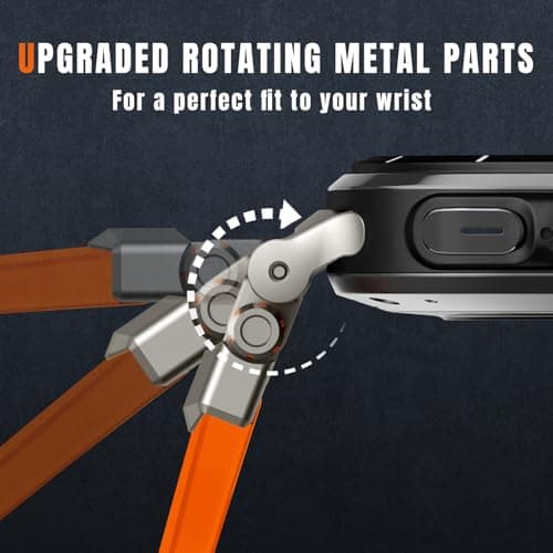 Bandletic Liquid Silicone Bands Compatible with Samsung Galaxy Watch Ultra Band 47mm for Men Women 2025 2024 - Soft Sport Strap with Stainless Steel Buckle - Orange Band with Titanium Connector - Thumbnail 4