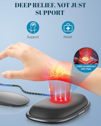 Astarexin Mouse Wrist Rest, Red Light Therapy Wrist Pad for Mouse with 660nm & 850nm, 2-in-1 Ergonomic Silicone Mouse Pad Wrist Support with Sensor, Office Use, Non-Slip Base, USB Powered - Thumbnail 2