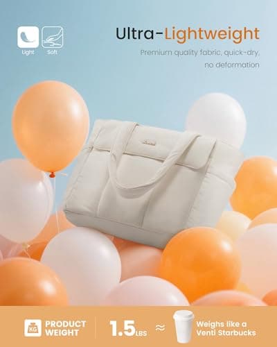 LOVEVOOK Laptop Bag for Women, 17.3Inch Puffer Multiple Pockets Work Tote Bags Large Computer Bag Purse for Teacher Nurse, Quilted Lightweight Casual Shoulder Bag for Travel, Daily - Thumbnail 3