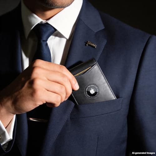 furid Air Tag Wallet Men: Wallet with Airtag Holder - Wallet for Airtag Men Slim Minimalist with ID Window RFID Leather Wallet - Thumbnail 5