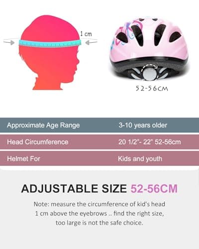 Girl Helmet for Bike,Kids Bike Pink Helmet for Girls Approximately Ages 3-10 Years Adjuastable and Multi-Sport, from Toddler to Kids CPSC Certicated - Thumbnail 5