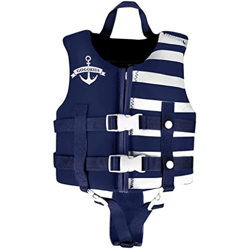 Wytbaby Kids Swim Vest for Boys Girls, Toddler Float Jacke with Zipper & Adjustable Strap for Pool Beach，L (6-8 Years, 51-66lbs)，Navy Blue - Image 1
