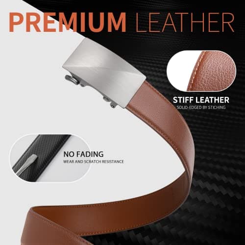 Zitahli Ratchet Belts for Men,Adjustable for Gift mens belt Leather For Dress and Casual,Hiding Tail-Trim to Fit,Men's Accessories 30"-36" - Thumbnail 4