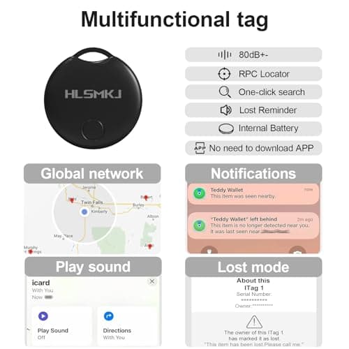 HLSMKJ Bluetooth Tracker-1 Pack, Item Location Tracker, Works with Apple Find My (iOS Only), Help You Track Your Keys, Wallet, Luggage, Backpack, Replaceable Battery, Super Lightweight - Thumbnail 2