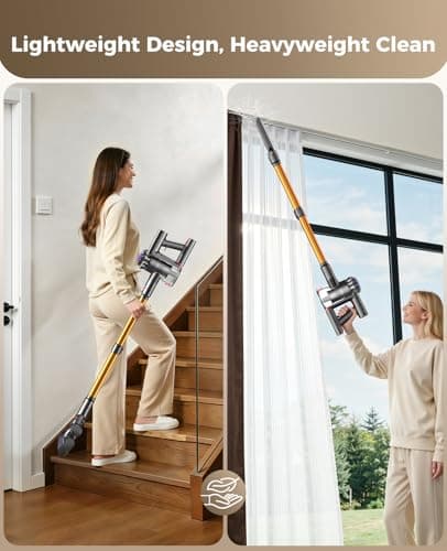 SVHT Cordless Vacuum Cleaner, 450W 40KPA Vacuum Cleaners for Home, 45Mins Lightweight Stick Vacuum with Advanced Green Light Tech, Rechargeable Battery Vacuum for Carpet,Pet Hair,Hardwood Floor - Thumbnail 6