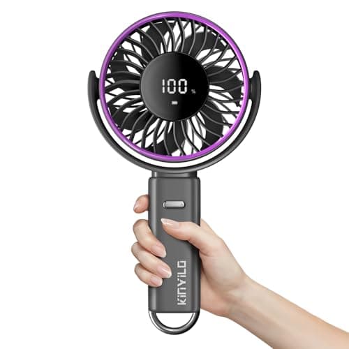 KinYiLO Ultra Large Handheld Fan, 6 Inch Strong Airflow Portable Hand Fan, 6000mAh Battery Personal Fan with 100 Speed, 5-30 Hours Working Time, 135° Foldable for Travel Camping Hiking Outdoor (Grey) - Image 1