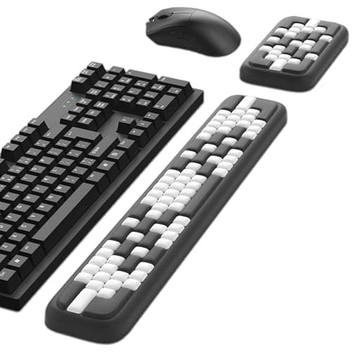 MEKASS Keyboard Wrist Rest, Ergonomic Wrist Pad, Soft Memory Foam Keyboard Hand Rest with Non-Slip Base, Easy Typing, Pain Relief, Comfort Support for Office Work Gaming Accessories (Black White) - Image 1