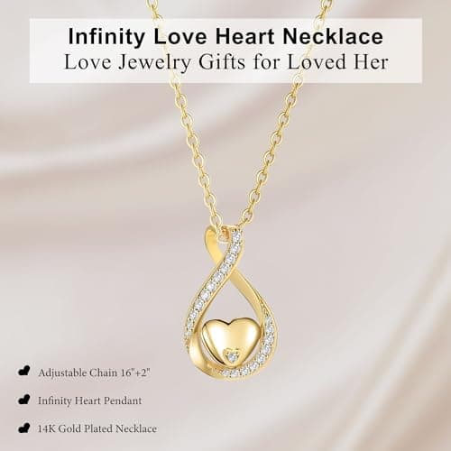 Sistble Wife Mothers Day Gifts, Gifts for Wife from Husband Gold Infinity Necklace Heart Necklaces for Women Romantic Anniversary Mothers Day Christmas Gift Jewelry - Thumbnail 6