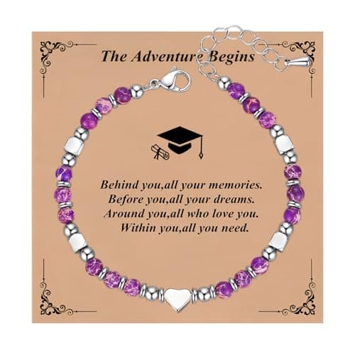 Ediseng 2026 Graduation Gifts for Her,Heart Charm Bracelets for Her,Personalized Graduation Bracelets for College/High School/Masters Degree/Nursing/8th Grade/Middle School/5th Grade (imperial stone) - Image 1