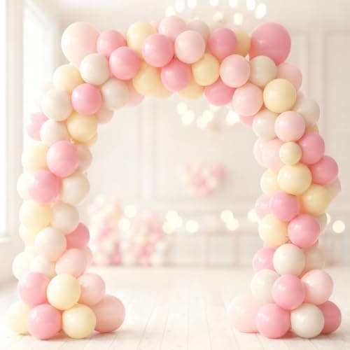 Pink and Yellow Balloons, 60Pcs 12 Inch Pastel Pink Light Pink Yellow Sand White Balloons for Baby Shower Bridal Shower Anniversary Wedding Bee Bear Themed Birthday Party Decorations - Thumbnail 6