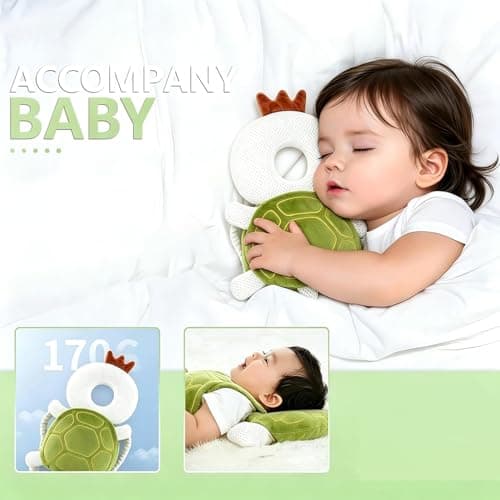Baby Head Protector Backpack, Toddler Baby Head Protection Backpack with Baby Knee Pads Alarm Function for Walking & Crawling, Soft, Breathable and Wearing Safety Baby Head Protector- Green Turtle - Thumbnail 5