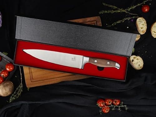 CHUSHIJI Chef Knife 8 Inch, Japanese Professional Chef knife High Carbon Stainless Steel, Razor Sharp Chefs Kitchen Knife, Vegetable Chopping Knife for Cooking With Full-tang Handle, Walnut - Thumbnail 5