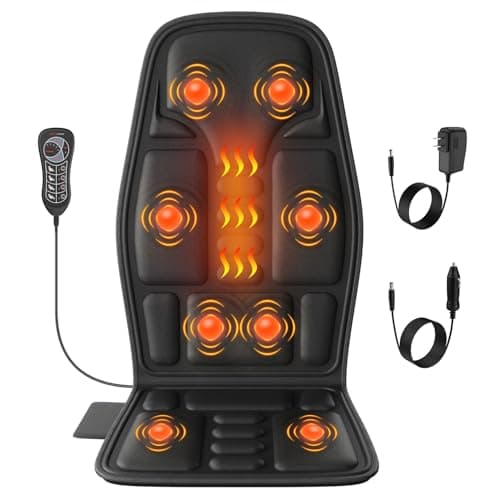 SLOTHMORE Vibration Back Massager for Chair with Heat, Multi-Zone Massage Seat Cushion, Full Back & Seat Coverage, Adjustable Modes, Comfortable Pad for Office & Home