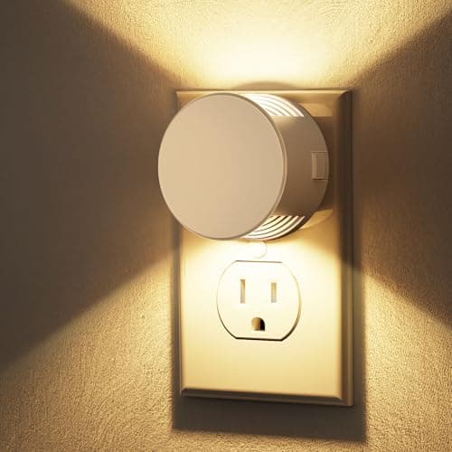 Briignite Night Lights Plug into Wall [2 Pack], White Night Light Dusk to Dawn Sensor Nightlight, Brightness Adjustable 3000K Soft White, Plug in Night Light for Bedroom, Hallway, Stairs, Kitchen - Image 1