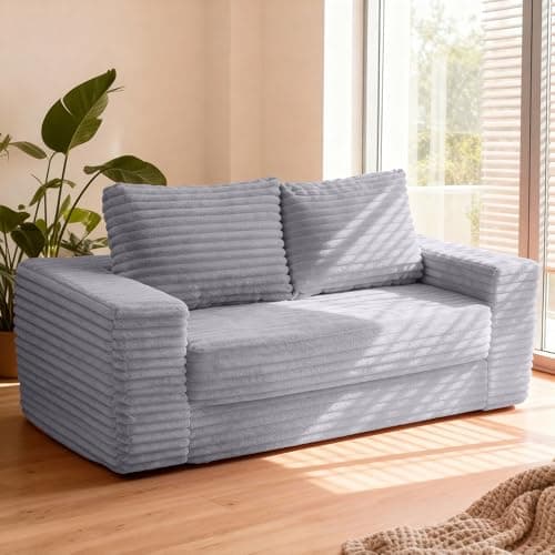 HABUTWAY Convertible Folding Sofa Bed Couch,3 in 1 Pull Out Couch Bed,Loveseat Sleeper Sofa Bed,Boneless Couches with Pillows for Living Room Bedroom, Light Grey - Image 1
