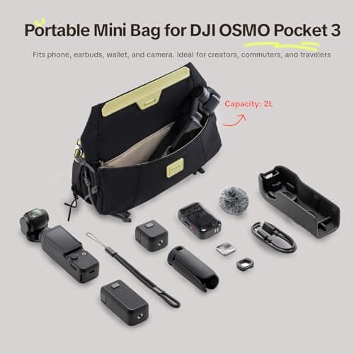 PGYTECH OneGo Pocket Sling for DJI Osmo Pocket 3/Insta 360/Gopro, Portable Splashproof Everyday Carry Case w Detachable Strap, 2L, 3-Layer Storage Crossbody Carrying Bag for Smartphone & Action Camera - Thumbnail 6