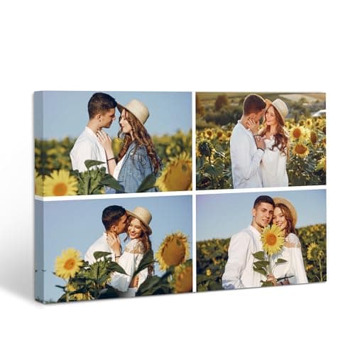 Unite Stone Custom Canvas Prints with your photos collage, Personalized Wall Art for Family Home Office Wedding Decor, Customized Gifts for Valentine's Day Wedding (4 Photos)