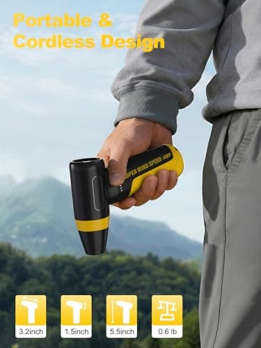 DEEBOX Electric Compressed Air Duster & Blower, 150000 RPM Super Power Adjustable Air Duster, 3 Speed Cordless Mini Blower, USB Rechargeable (5V/2A), Portable Dust Remover for Computer Keyboard Car - Thumbnail 6