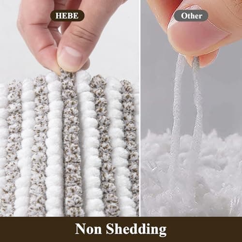 HEBE Chenille Bathroom Rugs Sets 5 Piece,Super Absorbent Non Slip Bath Mats for Bathroom,Washable Bath Mat and U-Shaped Contour Toilet Rug Set for Tub Shower Floor Carpet - Thumbnail 6