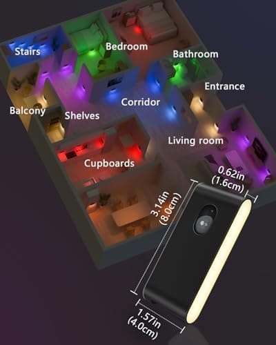 WILLED Rechargeable Motion Sensor Night Light,Stair Lights Indoor RGB & Warm White,Wireless Motion Sensor Lights Indoor for Stair,Bathroom,Hallway,Kitchen,Closet,Cabinet,Bedroom,Kids' Room - Thumbnail 6
