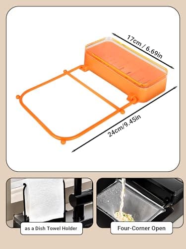 Kitchen Sink Drain Strainer Suction Cup Foldable Food Catcher with 50 Disposable Filter Bags Hanging Corner Organizer for Home Kitchen No-Tool Installation - Thumbnail 2