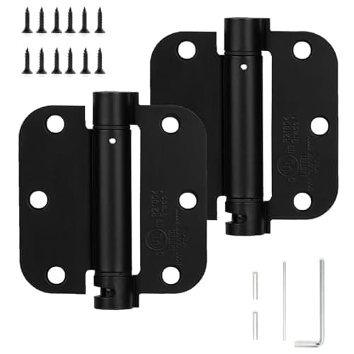 Sophia 2 Pack Self-Closing Door Hinge 3.5 Inch Rounded 5/8 Radius, Spring Hinges Adjustable Tension, Automatic Door Closer Hinge for Interior Exterior Residential Standard Indoor Doors,Matte Black, UL - Image 1