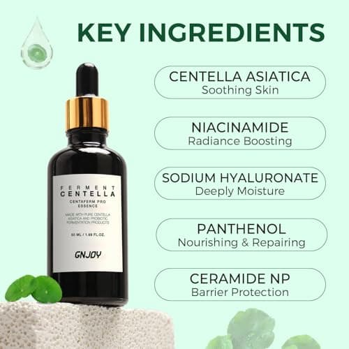 GNJOY Centella Serum, Face Hydrating Fermented Centella Asiatica Serum, Soothing, Barrier Repair, Firming, Revitalize Glowing Centella Ampoule Facial Moisturizer with Ceramide NP, for All Skin (50ml) - Thumbnail 3