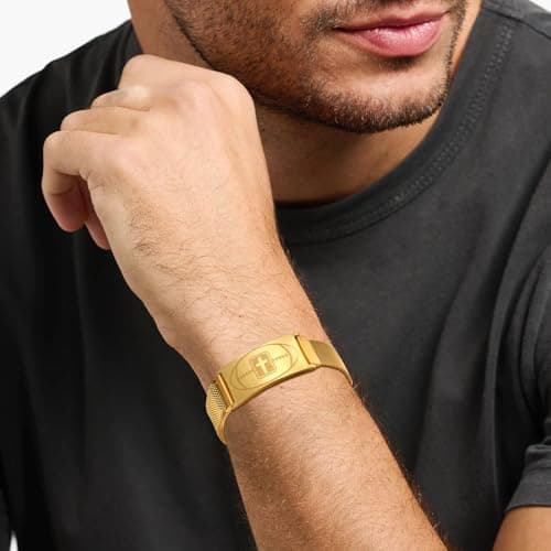 GLEZZA Football Bracelet Jewelry Gifts,Faith Cross Bracelets for Men Jewelry Gift Religious Baptism Easter Gifts for Teens Teams Son Grandson Brother,Adjustable Size - Thumbnail 2