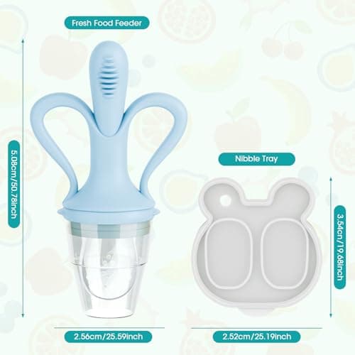 JEXFUN Baby Fruit Feeder & Breastmilk Popsicle Mold Set, Silicone Food Feeder Pacifier for Cooling Relief with 3 Replaceable Pouches, BPA-Free Teething Toy for Safe Infant Self Feeding (Sky Blue) - Thumbnail 6