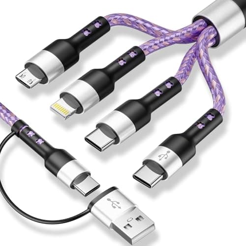 Jogrytece Dual Type-C 4-in2 Multi Charging Cable 5FT, Travel Essential for Airplane & Cruise Trips, USB A/C to Dual USB C/IP/Micro USB, Compatible for iPhone 17-8, Android, iPad, Galaxy, Tablet - Image 1