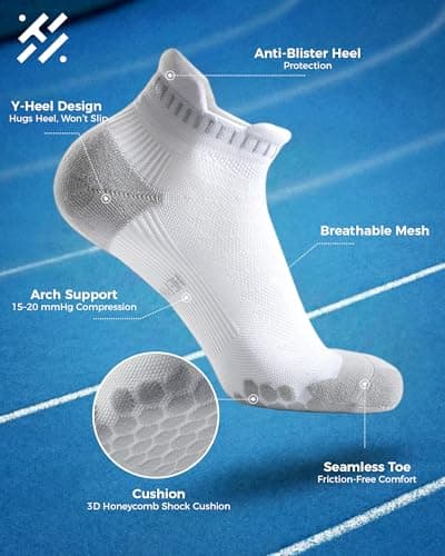 Hephatania Coolmax Performance Ankle Running Socks 3 Pairs Cushion Padded Breathable Athletic Socks for Men Women - Thumbnail 3