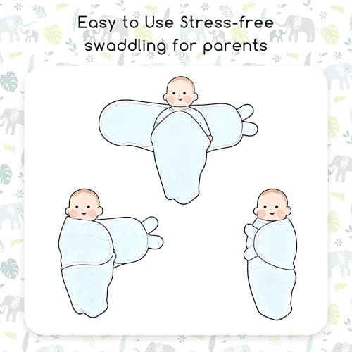 CIVARUA KIDS Baby Swaddles for Newborn Organic Cotton,Soft & Snug Newborn Velcro Swaddle 0-3 Months Sleep Sack Helps Calm Startle Reflex, 2-Pack Wrap Nursery Swaddling Blankets Sage Elephant - Thumbnail 6