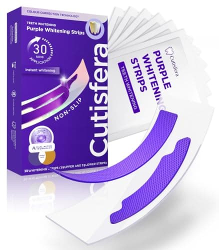 Purple Teeth Whitening Strips, Purple Whitening Strips Color Correcting for Sensitive Tooth, Enamel Safe, Non-Slip, Removes Yellow Stains, 30 Min Fast Whitening, 15 Treatments (30 Strips, Mint) - Image 1