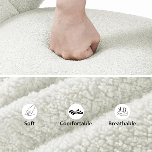 SDXYSTCE Vanity Chair Petal-Shaped Criss Cross Chair with Wheels,Upholstered Tall Office Chair with Back for Girls Women,Mid-Back Swivel Accent Chairs for Living Room Bedroom (White) - Thumbnail 3