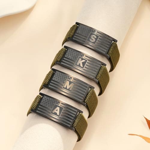 C-leen Easter Gifts for Boys Men - Flag Letter A Initial Bracelets for Men Teen Boy Gift, Dainty Initial Bracelet for 5 6 7 8 9 10 Year Old Boy Gifts Easter Basket Stuffers for Boys - Thumbnail 6