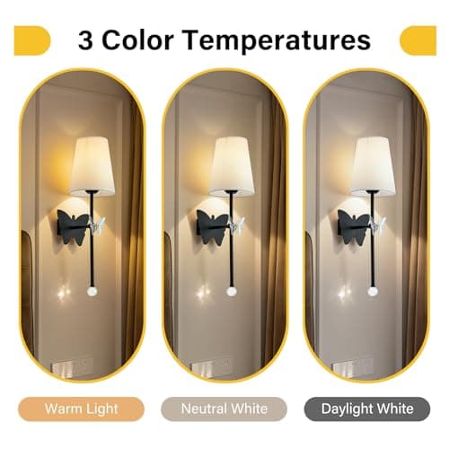 MHSNL Battery Operated Wall Sconces,Rechargeable Wall Lights with Butterfly Crystal Decorative Sconces,Cordless Battery Sconce Indoor Wall Lamps for Bedroom Living Room Hallway Stairs Black 1 Pack - Thumbnail 3