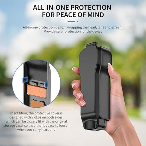 XIAOTJ Pocket 3 Cover Protective Case for DJI Osmo Pocket 3/Xtra Muse Accessories Gimbal Lens Screen Protector, Hard Cap Compatible with Pocket 3 Original Case, with Filter/TF Card Slots - Thumbnail 6