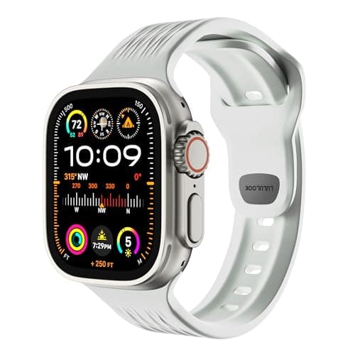 LULULOOK Sport Band for Apple Watch Ultra/Series 9/8/7/6/5 49/45/44/42mm,FKM [Fluoroelastomer Rubber] Oil-resistant Sweat-proof Dust-resistant for iWatch Band Women/Men - Image 1