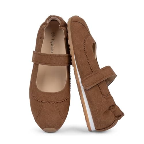 Tigeridea Mary Jane Sneakers for Women Casual Wallking Shoes, Brown, 6.5 - Image 1