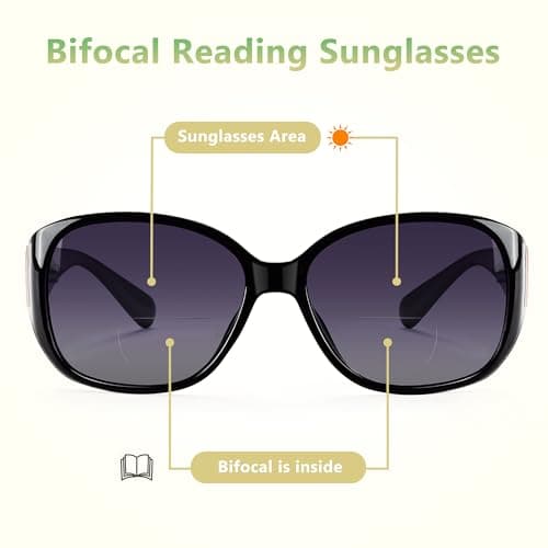 EYEGUARD 2 Pack Bifocal Reading Sunglasses for Women Oversized Sun Readers UV400 Protection Outdoor Reading Glasses 3.00 - Thumbnail 3