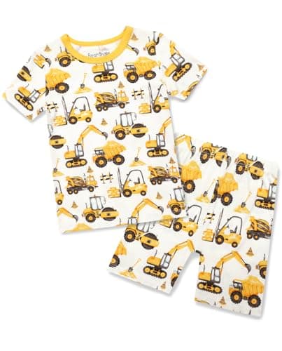 babee Reshinee Bamboo Viscose Toddler Car Pajamas Boys Girls Kids Baby Cool Short Summer Pjs Set 8Y Two Piece - Image 1